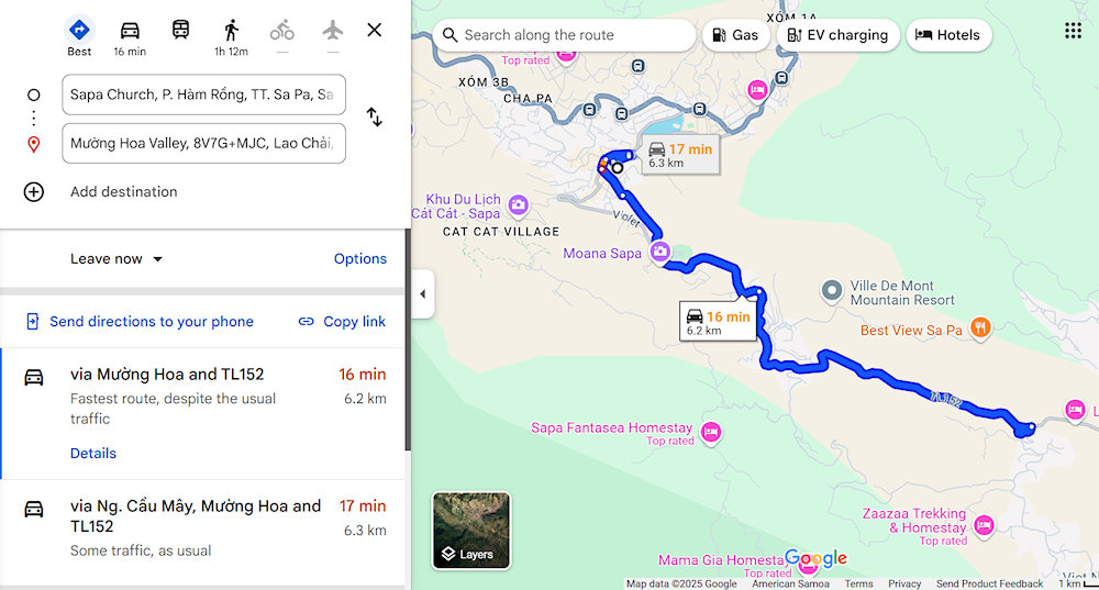 Muong Hoa Valley's strategic location 6km southeast of Sapa town center, extending 15km to Ban Ho Village